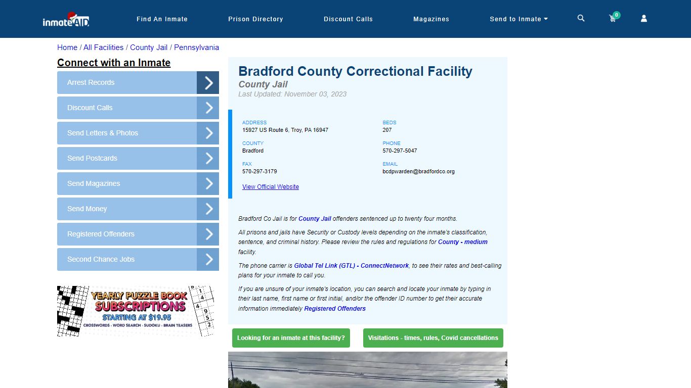 Bradford County Correctional Facility - Inmate Locator - Troy, PA